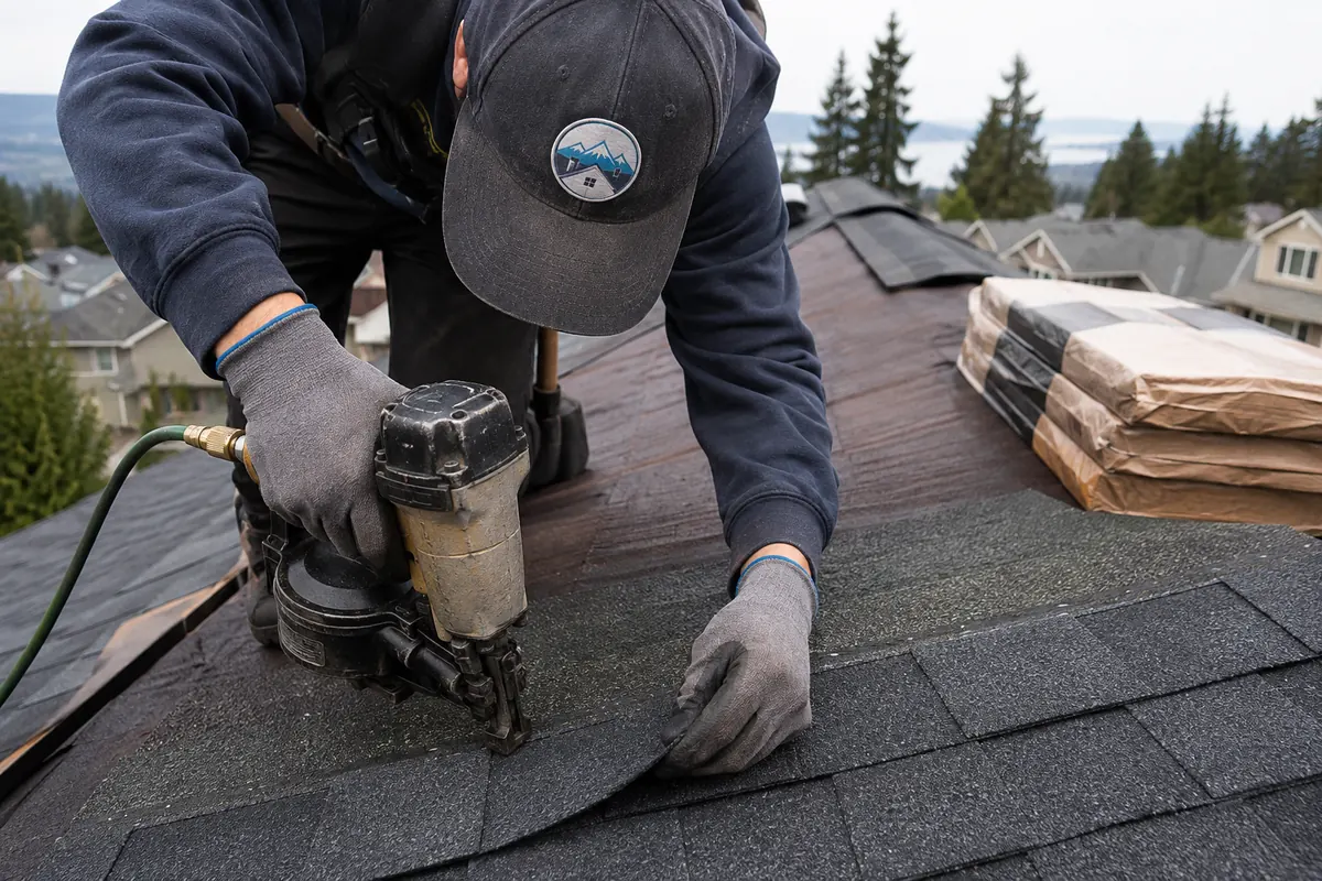 Asphalt Shingle Roofing underway on a property in Everett, WA