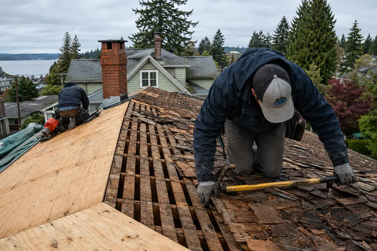 Century-Home Re-Roofing underway on a property in Everett, WA